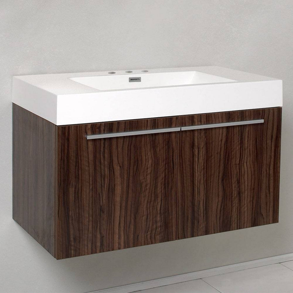 Fresca FCB8090GW-I Vista 36" Walnut Modern Bathroom Cabinet With Integrated Sink