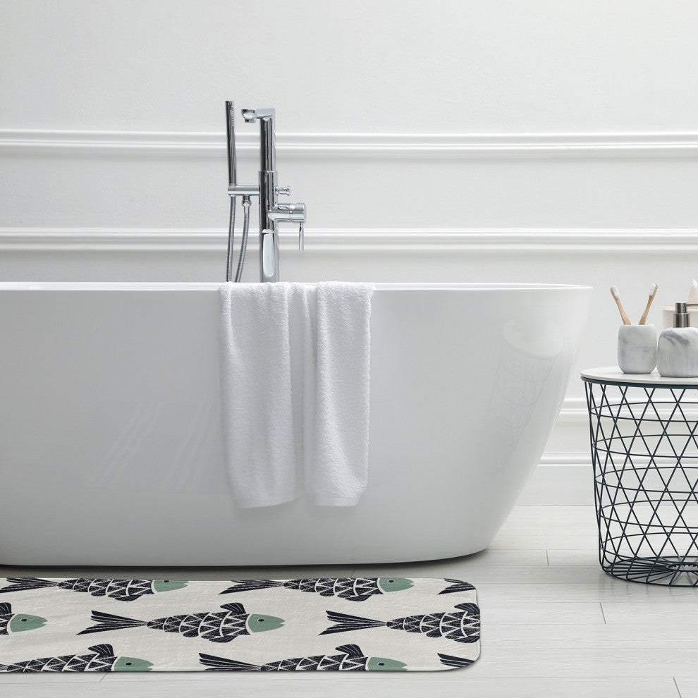 24" x 17" Fish Tales Bathmat, Sage