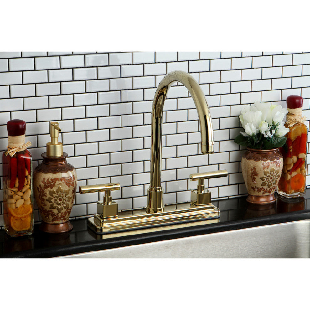 Kingston Brass Centerset Kitchen Faucet, Polished Brass