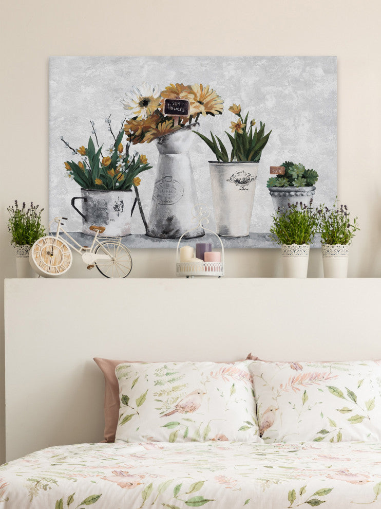 "Growing Sunflowers" Painting Print on Wrapped Canvas