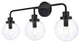 Helen 3-Light Bath Sconce, Black With Clear Shade