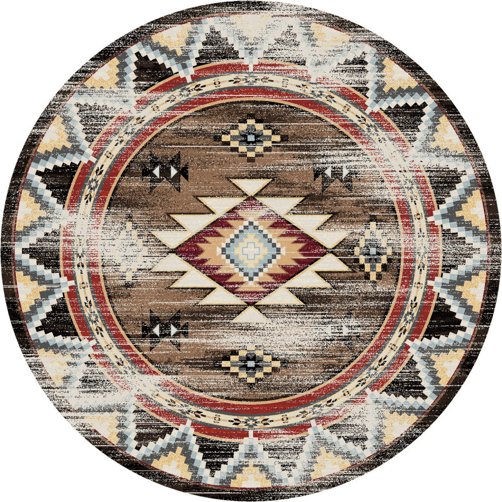 Bow Strings Distressed, Brown, 8' Round