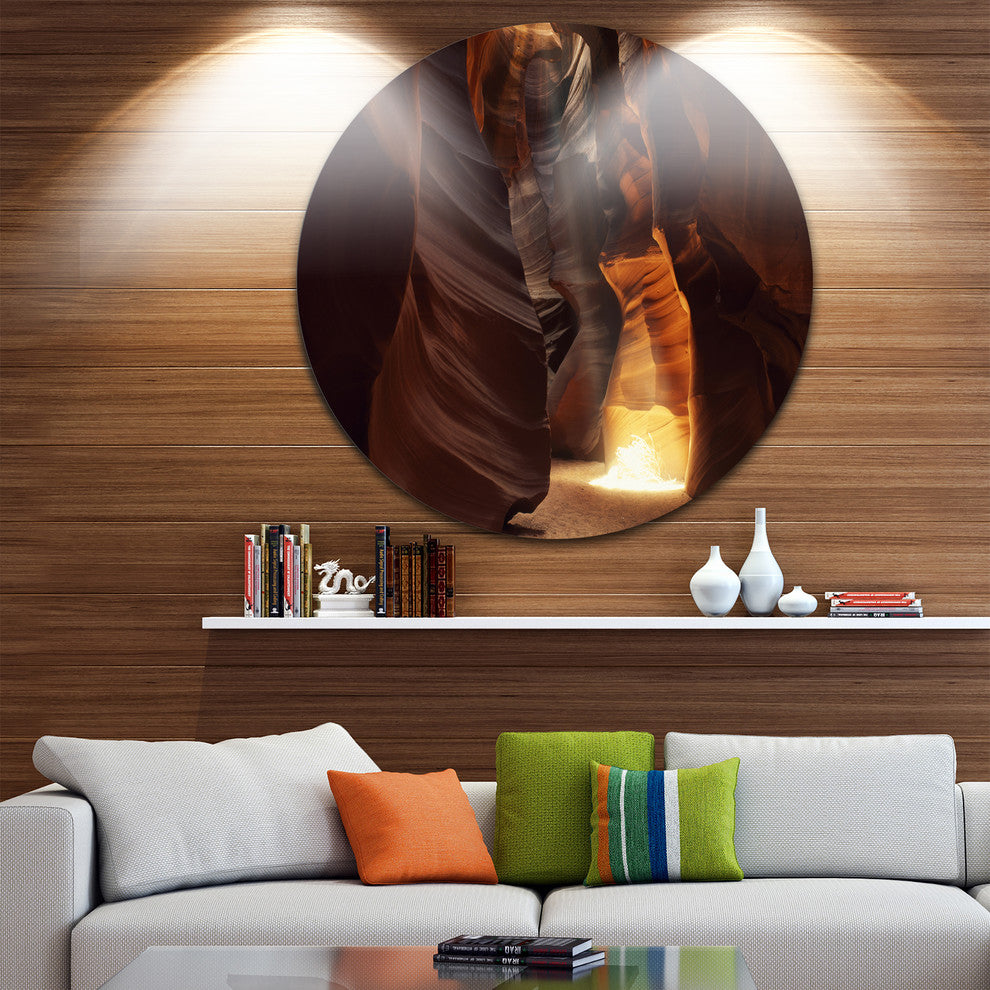 Sunbeam In Antelope Canyon, Landscape Photo Disc Metal Wall Art, 11"