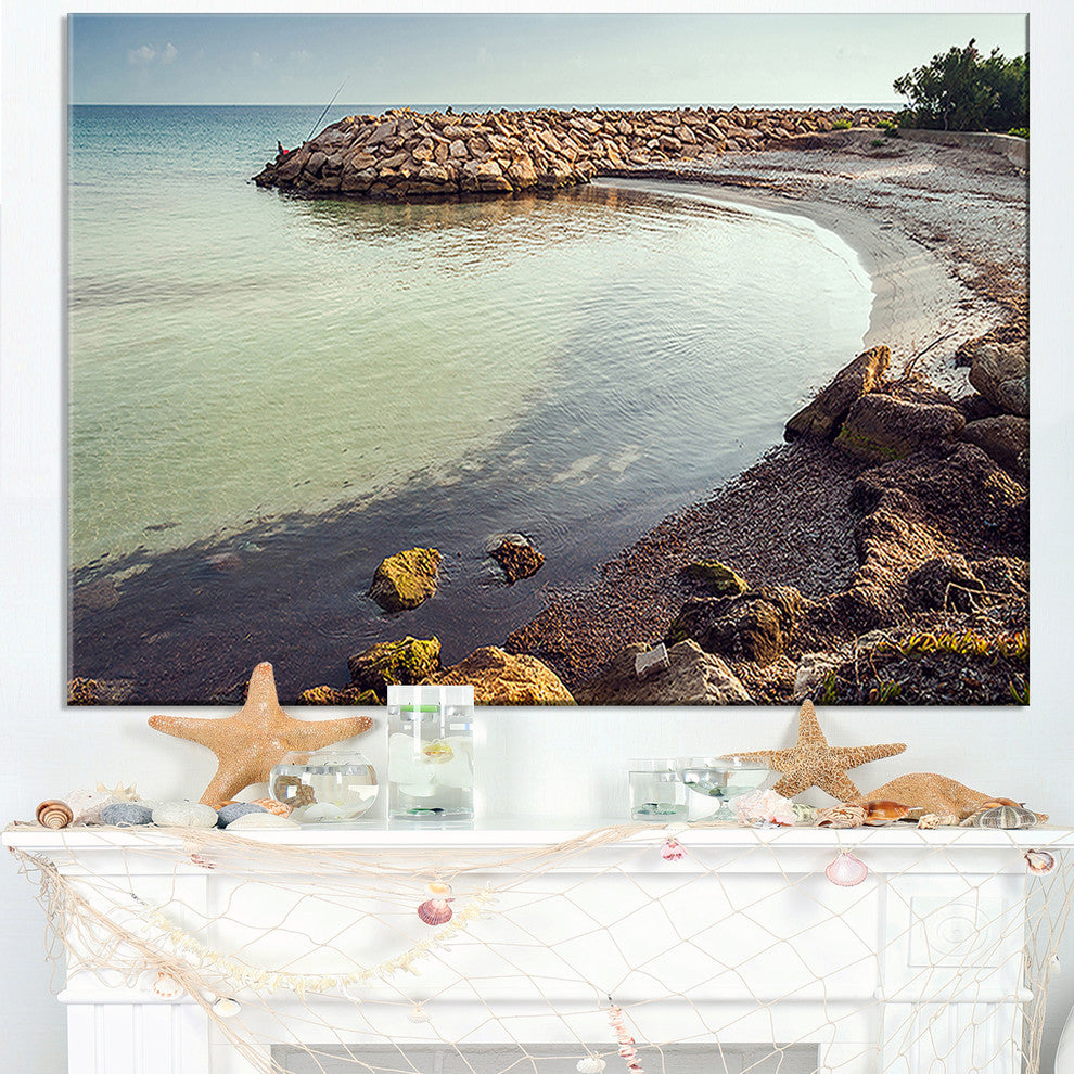 "Little Lagoon With Fishermen Africa" Seashore Canvas Art, 40"x20"