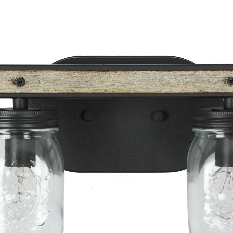 LNC Farmhouse  4-Light Black Bathroom Vanity Light With Mason Jar Glass