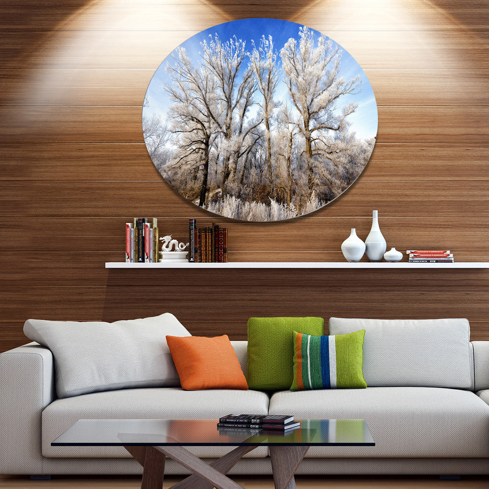Beautiful Winter Evening View, Landscape Disc Metal Wall Art, 11"