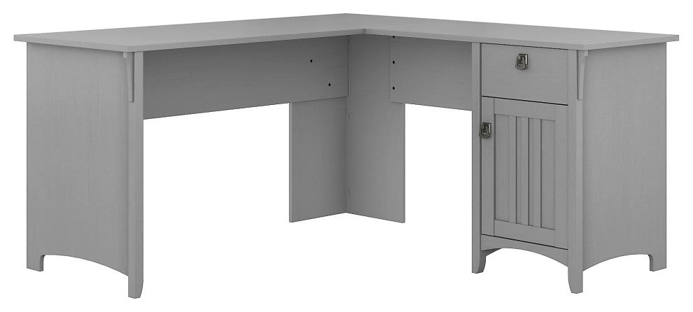 L-Shaped Desk, Storage Drawers & 1-Door Cabinet With Inner Shelf, Cape God Gray