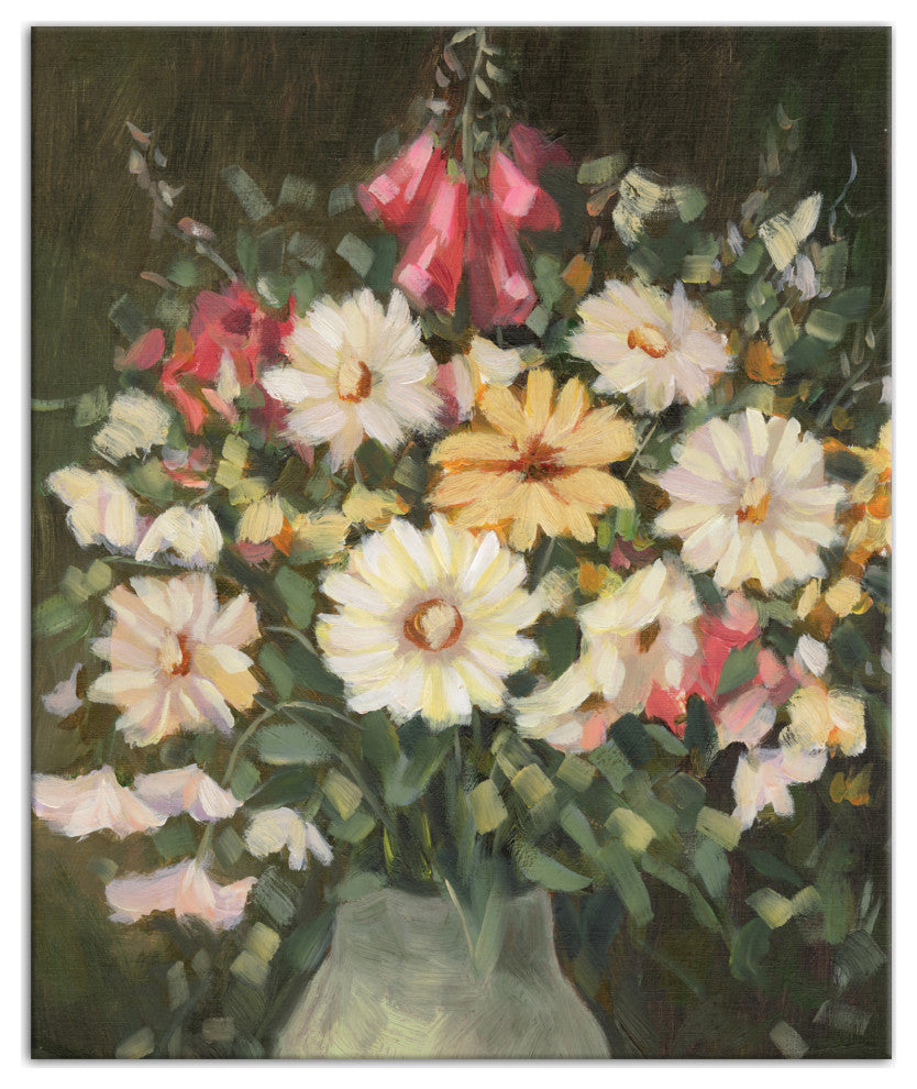 Florals On Black 20 x 24 Canvas Wall Art