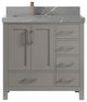Malibu 36 Left Offset Bath Vanity in Elephant Skin Gray 2" Piatra Gray
