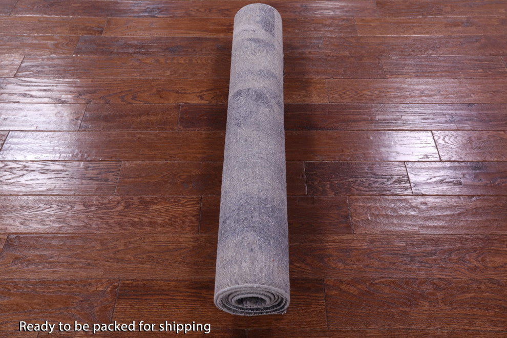 3' 7" X 7' 6" Modern Silk Hand Knotted Rug Q9090