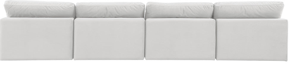 Comfy Upholstered Modular Sofa, Cream, 4-Piece: 4 Armless Chair, Velvet