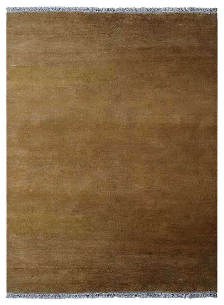 HAND KNOTTED JUTE ECO-FRIENDLY SOLID AREA RUGS, Gold, Solid, Outdoor Indoor, [Rectangle] 6'x9'