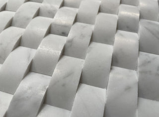 Carrara Marble 3D Cambered 1x2 Arched Mosaic Tile Honed Venato Carrera, 1 sheet