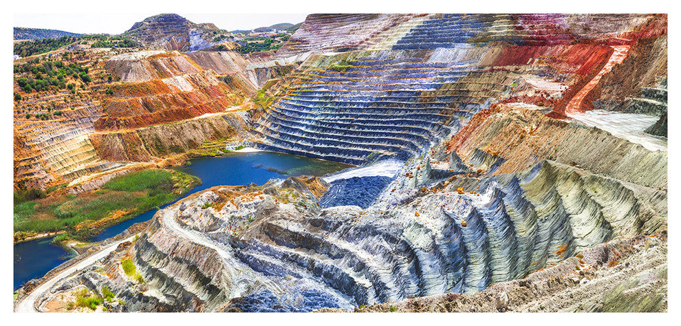 Impressive Mines and Canyon, Large landscape Canvas Art Print, 60"x28"