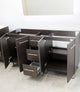 Windbay 60" Free Standing Double Vanity, Brown, White Quartz Under Mount Counter