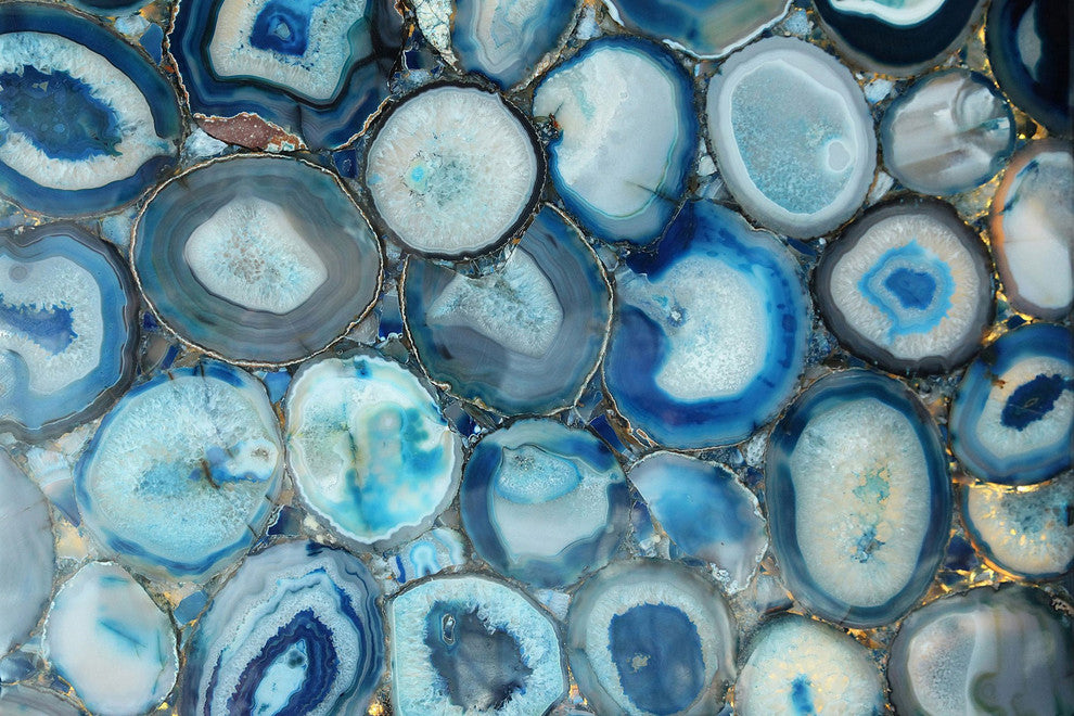 "Blue Geode Bunch" Painting Print on Canvas