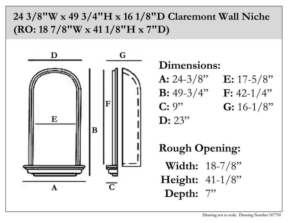 Claremont Wall Niche (RO: 18 7/8"W x 41 1/8"H x 7"D)