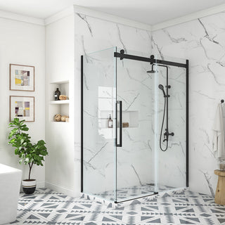 Bel Soft-Close Matte Black 60" Frameless Sliding Soft Close Shower Door