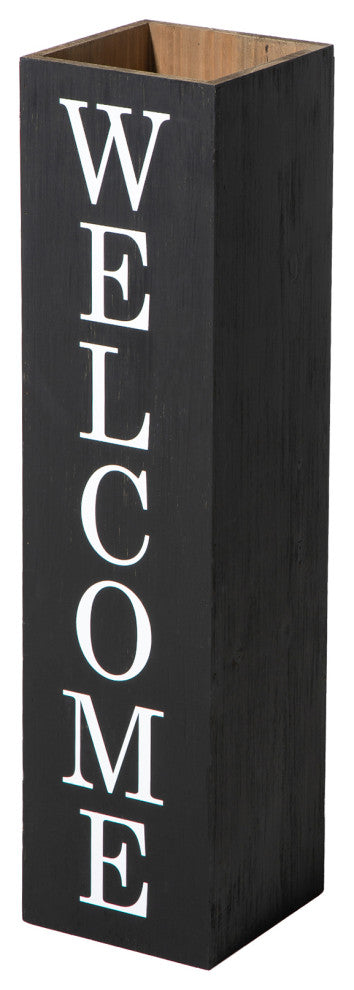 30"H Double Sided Solid Wood Black Boxed "Welcome Home" Porch Sign