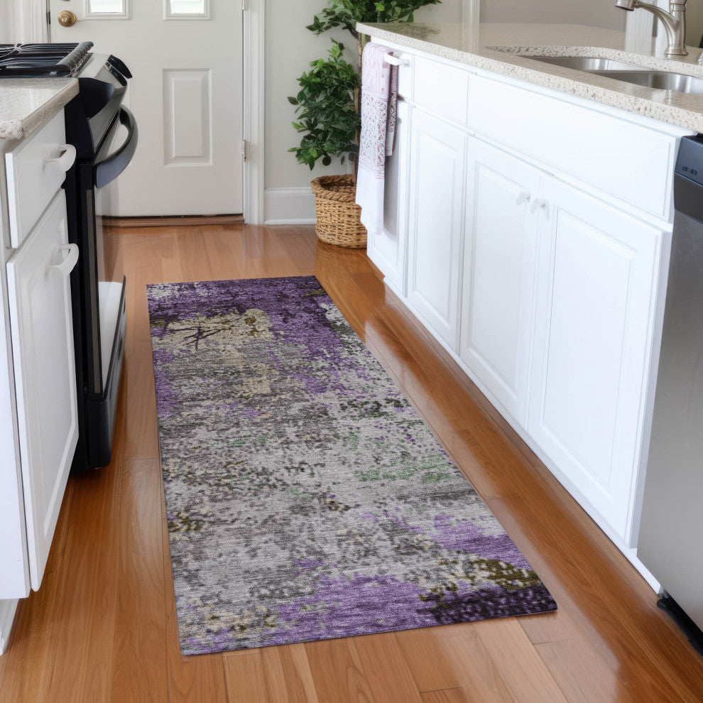 Machine Washable Indoor/Outdoor Chantille ACN1911 Violet 2'3" x 7'6" Runner Rug