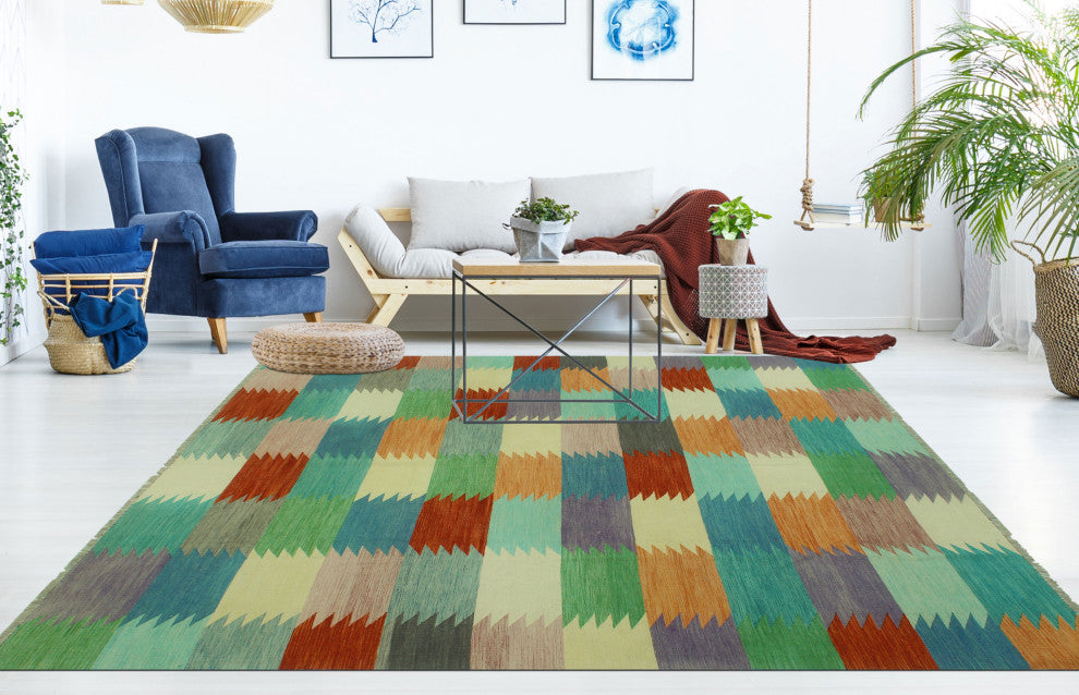 Winchester Kilim Hazrat Rust/Blue Rug, 8'2x9'9