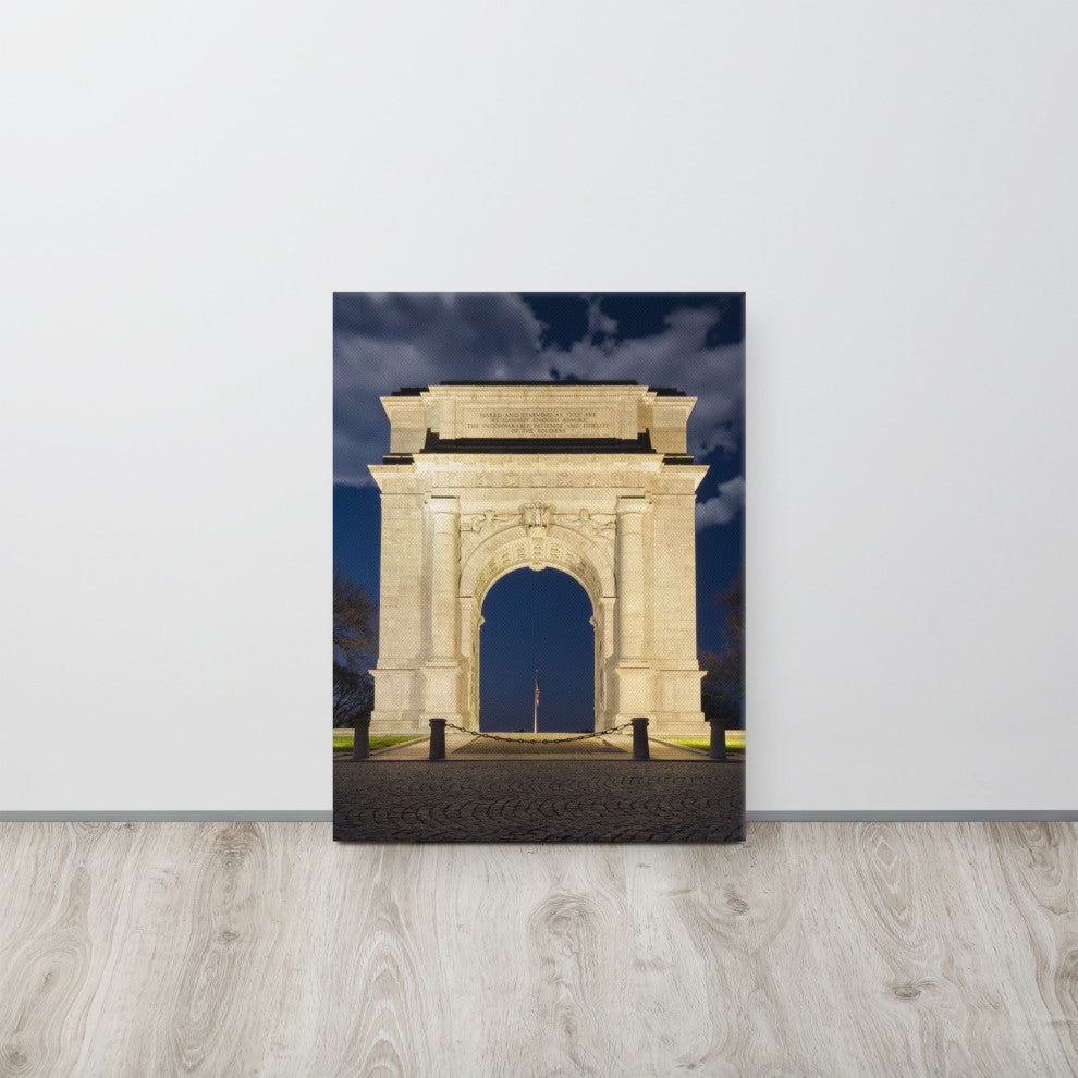 Night Photo at Valley Forge Arch Night Photo Canvas Wall Art Print, 18" X 24"