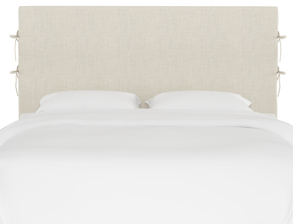 Bern California King Slipcover Headboard With Ties, Linen Talc