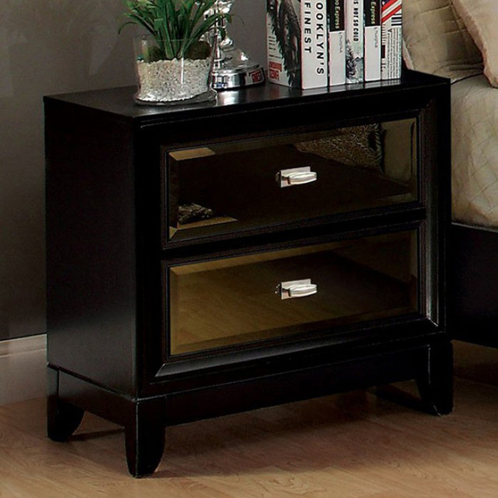 Golva Contemporary Style Nightstand, Black