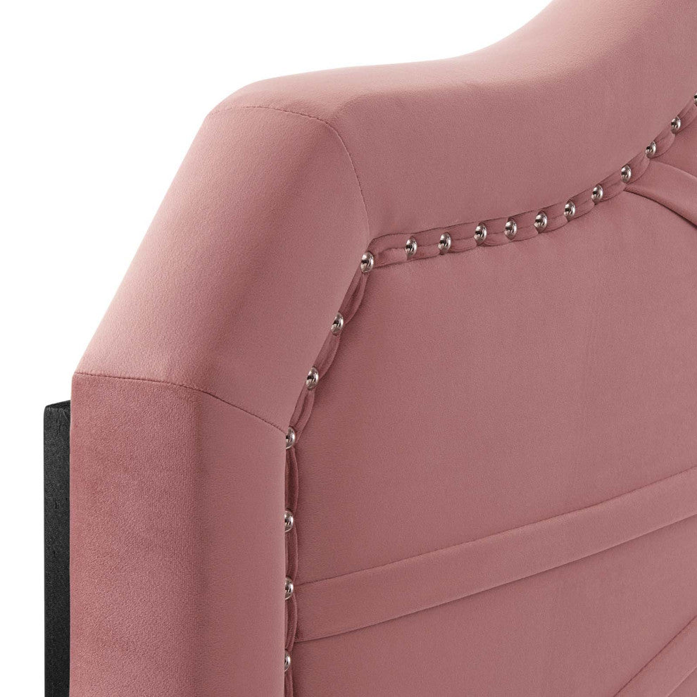Kristin Pleated Performance Velvet Twin Headboard-Dusty Rose