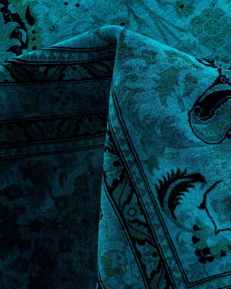 Overdyed, One-of-a-Kind Hand-Knotted Area Rug Blue, 12'1"x17'1"