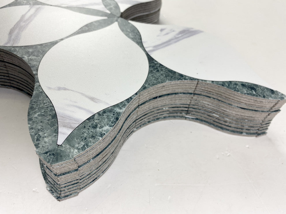 Calacatta & Blue Marble 10.375 in. x 13.625 in. x 0.125 in. Vinyl Peel and Stick