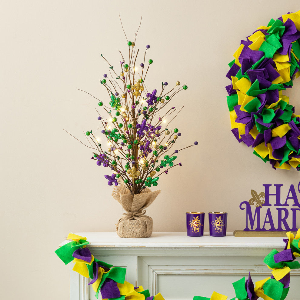 21"H Lighted Mardi Gras Table Tree