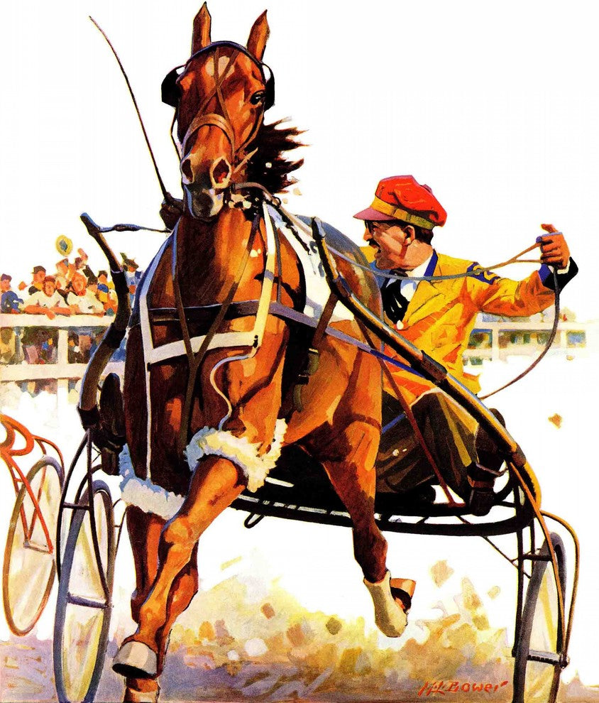 "Harness Race" Painting Print on Canvas by Maurice Bower