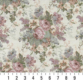 Pink, Blue And Green, Floral Tapestry Upholstery Fabric By The Yard