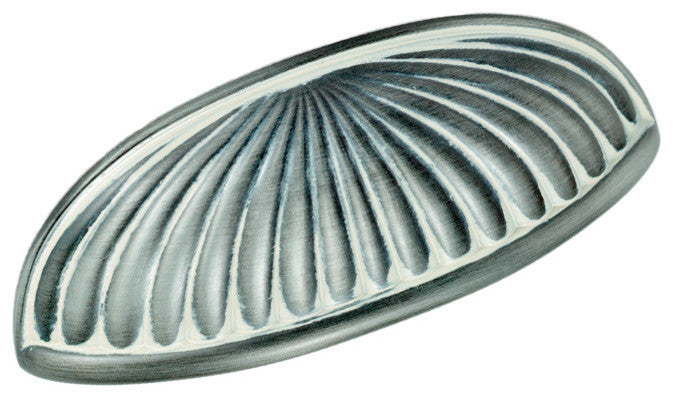 Sumner Street Home Hardware Vintage Cup Pull, Hand painted White/Pewter