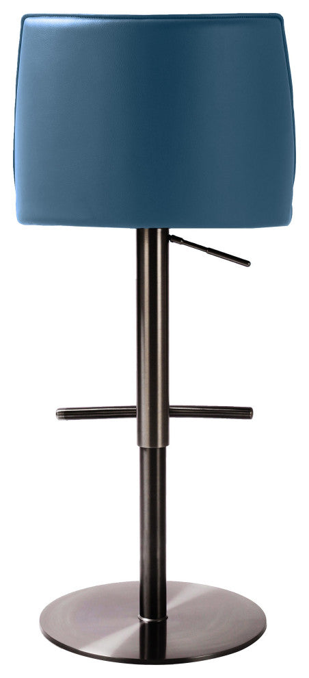 Gala Blue Vegan Leather on Black Adjustable Stool