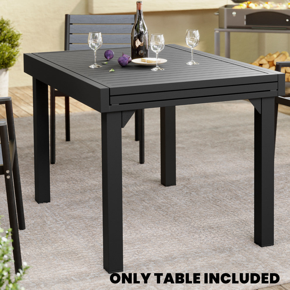 4-8 Person Expandable Aluminum Outdoor Patio Dining Table Dark Gray, Gray