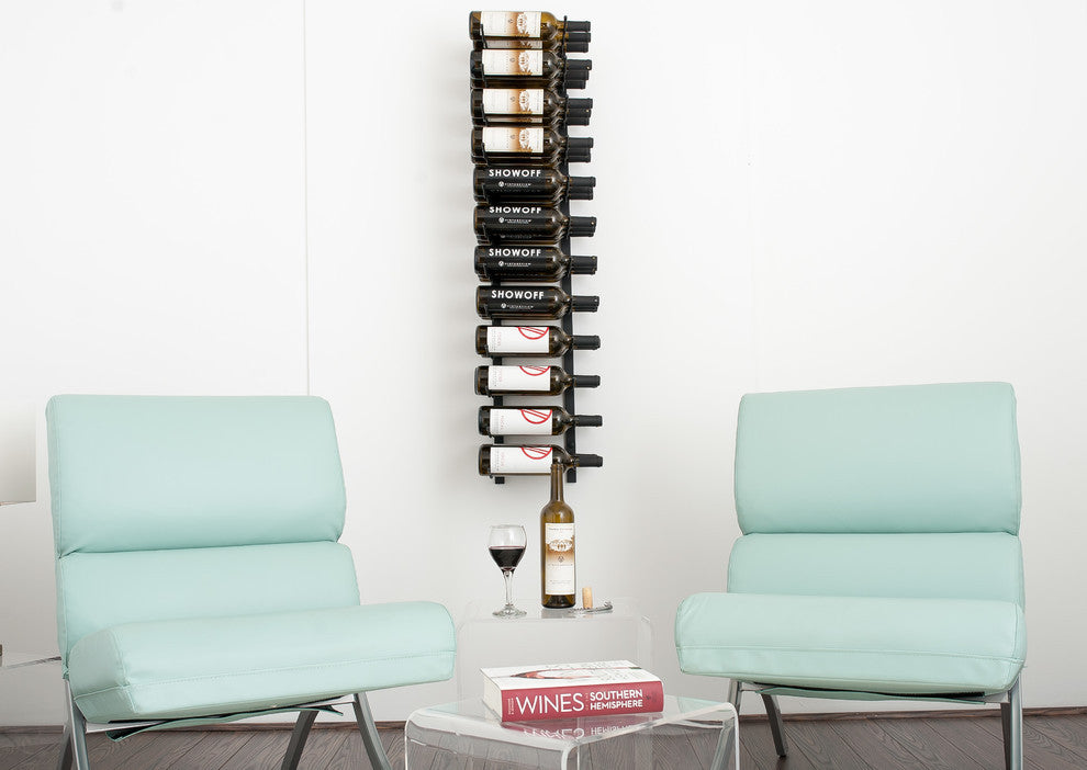 W Series Wine Rack 4 Wall Mounted Metal Bottle Storage, Matte Black, 36 Bottles (Triple Deep)