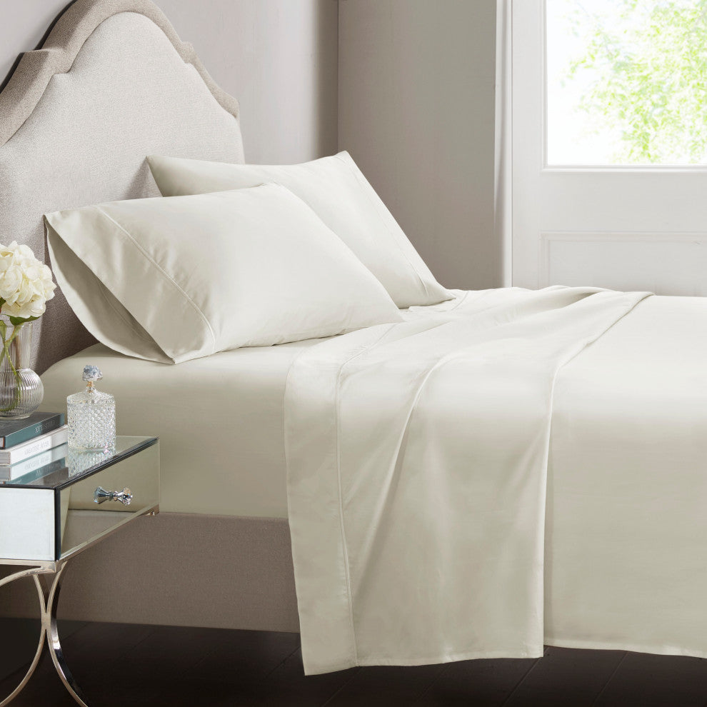 Croscill Sateen Weave 500TC 100% Egyptian Cotton Sheet Set, Ivory, King