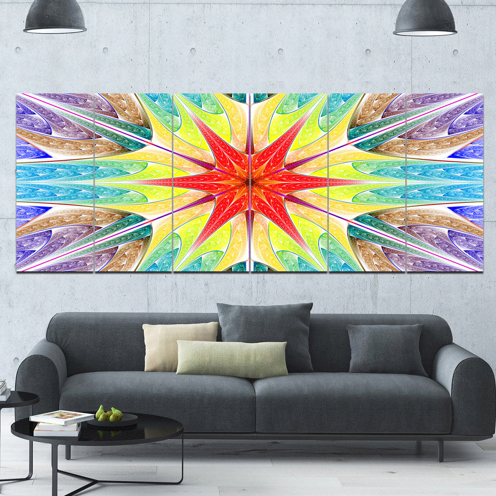 Beautiful Colorful Stained Glass, Abstract Wall Art Canvas, 70"x28", 6 Panels