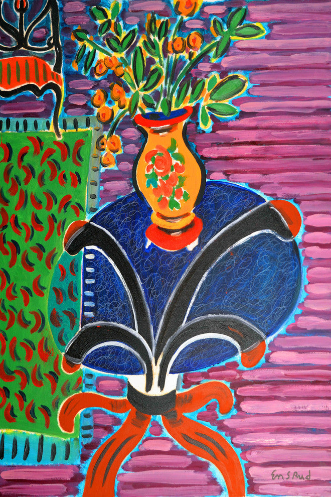 "Bouquet on Glass Table" Print on Canvas by Wayne Ensrud