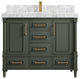 Aberdeen 42 Single Sink Bath Vanity in Pewter Green 2" Carrara Marble