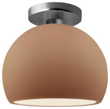 Radiance Small Globe Semi-Flush, Adobe Frame, Brushed Nickel Metal, LED