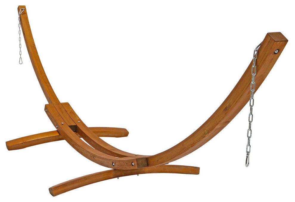 Sunnydaze Solid Wood Curved Hammock Stand With Hooks and Chains, 13'