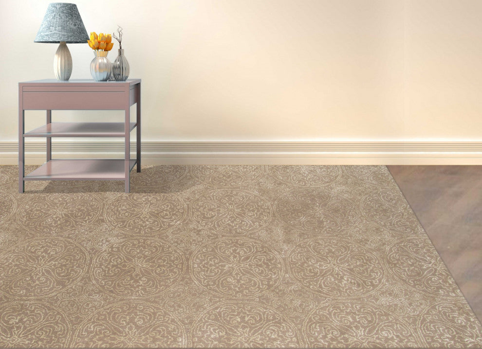 8" X11" X 0.5" Beige Wool Area Rug