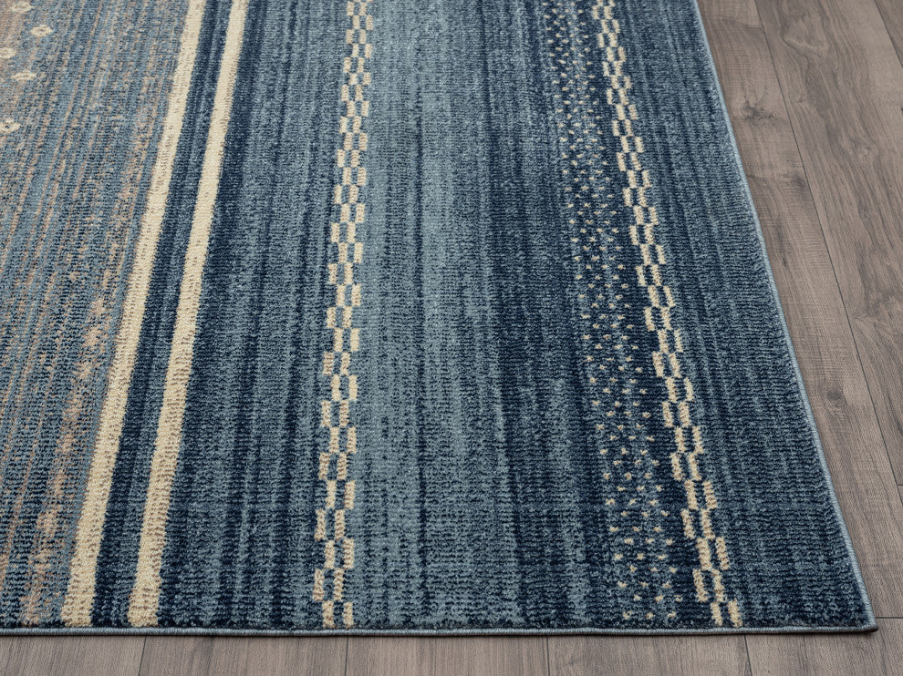 Abani Rugs Mesa MES210A Southwestern Blue Striped Area Rug