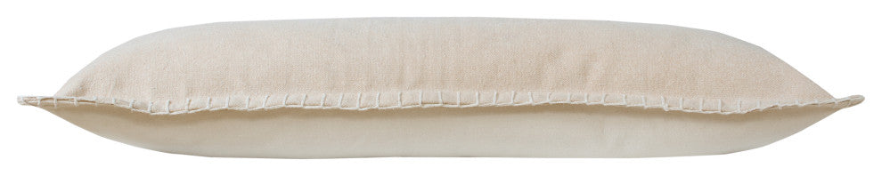 Ox Bay Handwoven Beige Solid Organic Cotton Pillow Cover, 14"x36"