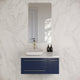 Lucera 36" Modern Royal Blue Wall Hung Cabinet, Vessel Sink, Left Version