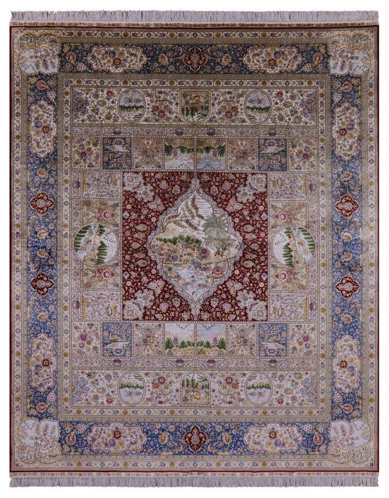 Hand Knotted High End Persian 100% Silk Rug 8' 0" X 10' 0''- Q4778