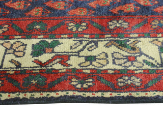 Fine Vintage Distressed Stephani Navy/Burgundy Runner, 3'8 x 8'9